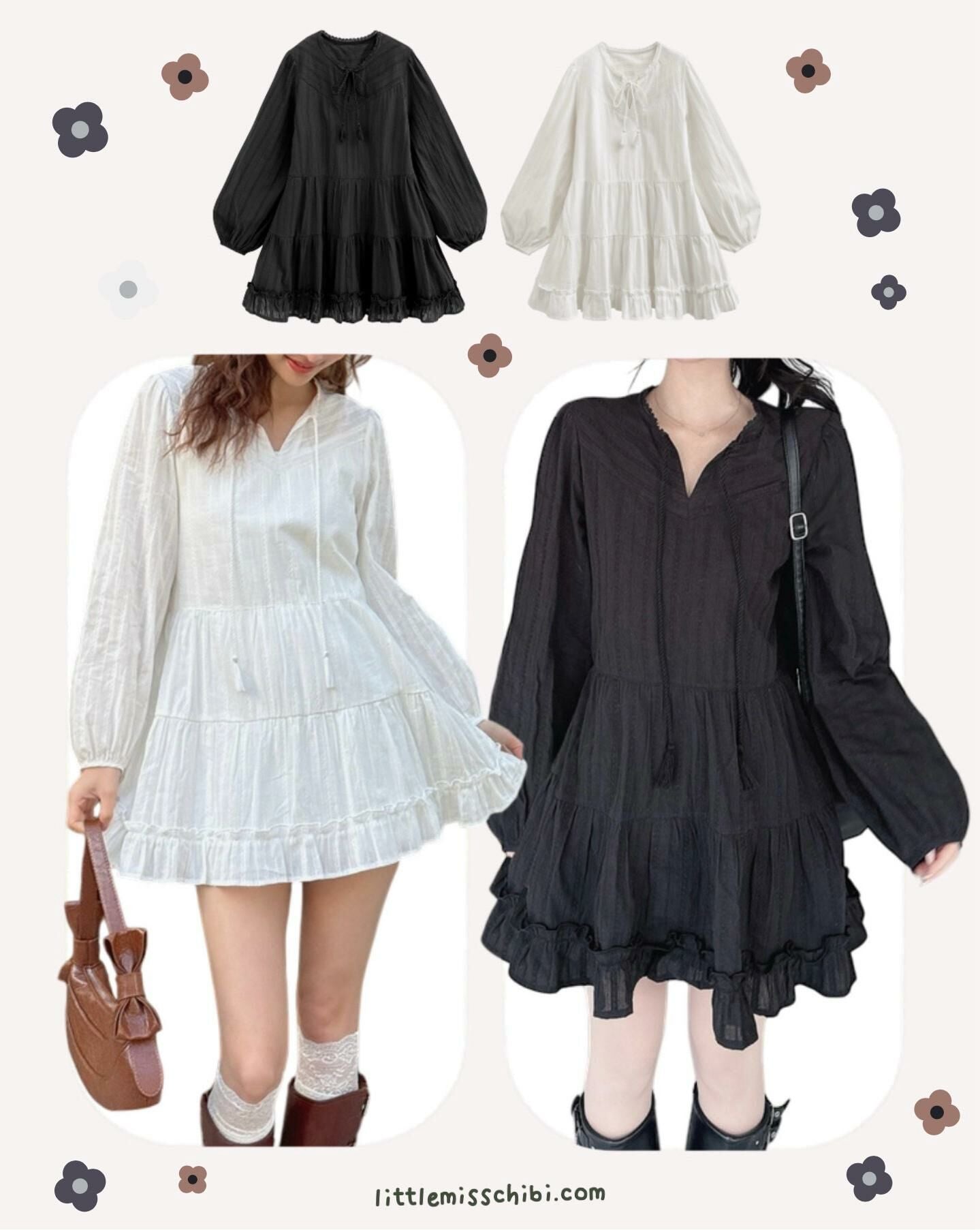 褶邊分層連身裙