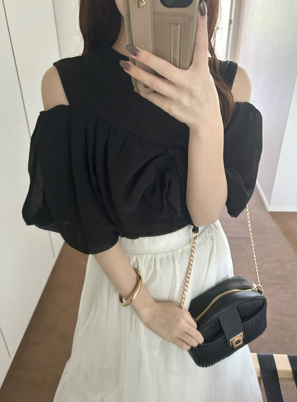 兩色入 | 露肩透明寬袖上衣