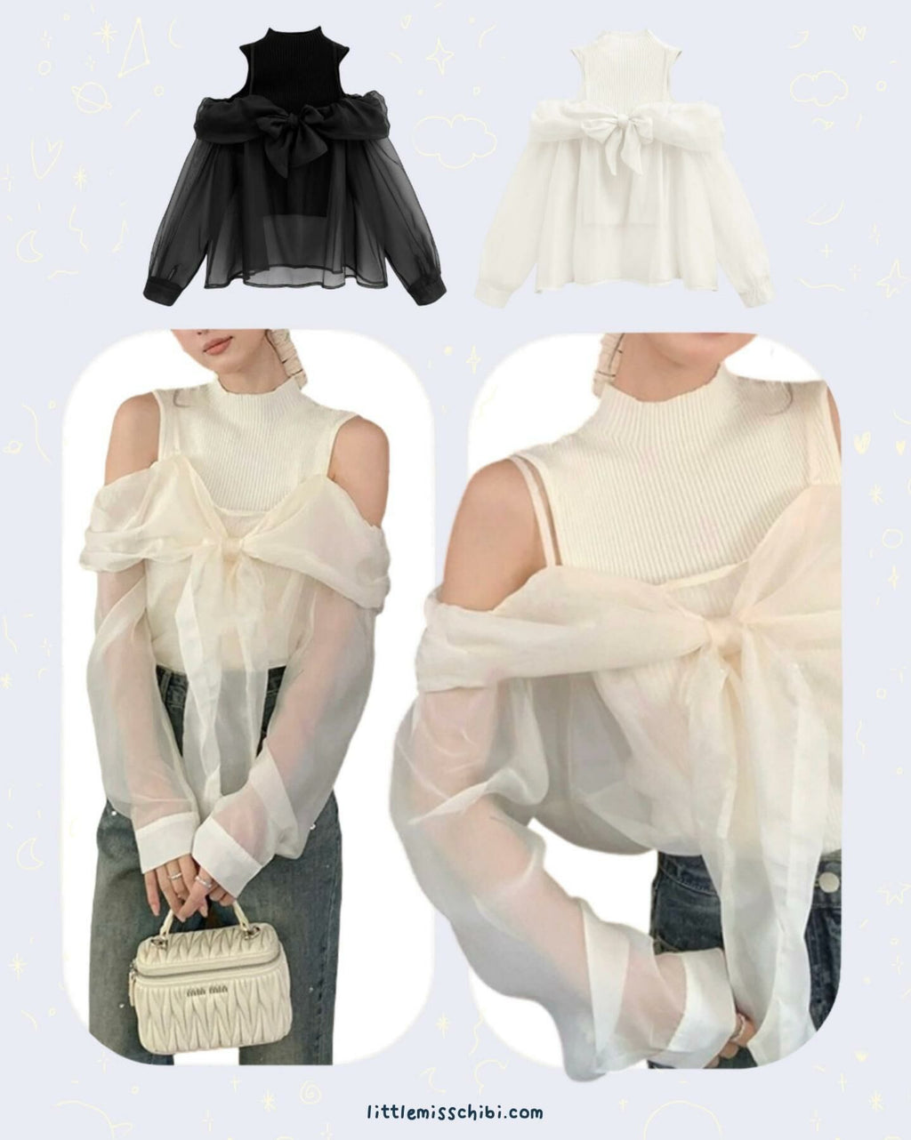 透明絲帶襯衫x針織上衣