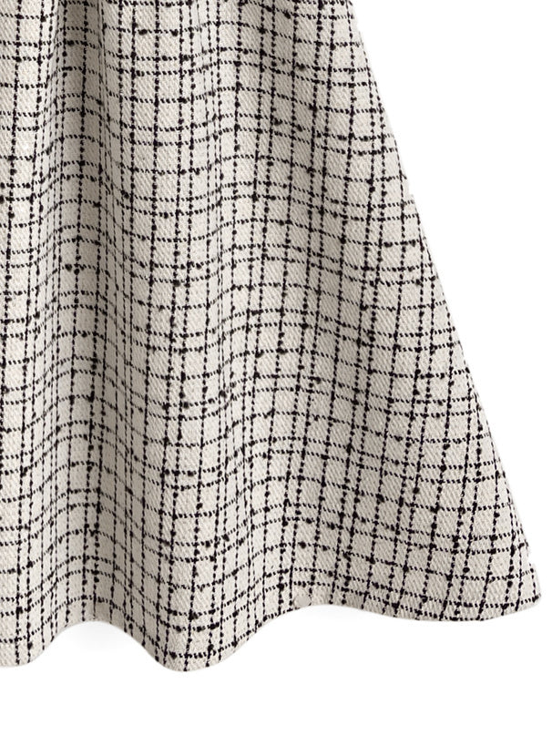 毛呢小格連身裙