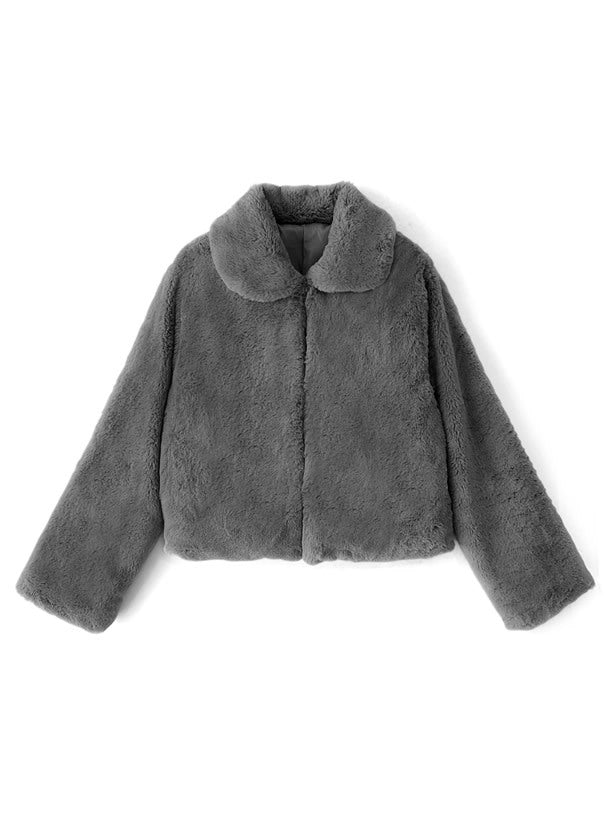 寬鬆有領毛毛外套