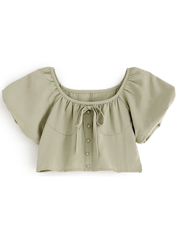 兩色入 | 緞帶短上衣 x 分層荷葉裙套裝