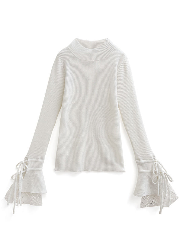 緞帶蕾絲喇叭袖上衣