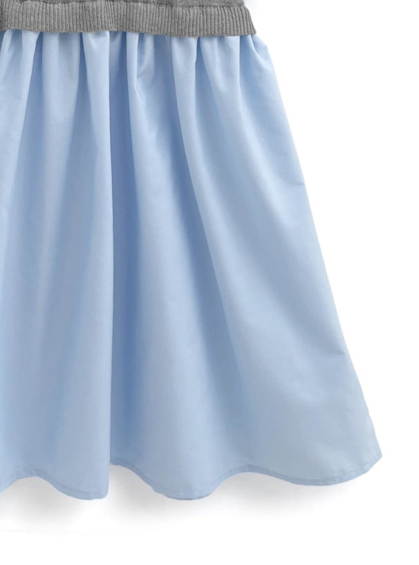 拼色絲帶假兩件連身裙