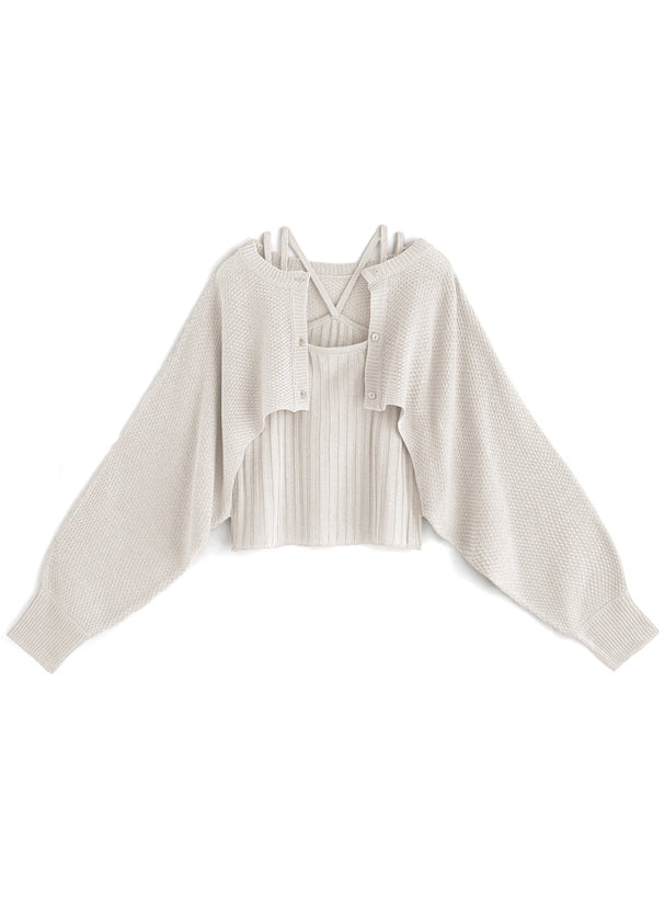 短款外套x吊帶背心針織套裝