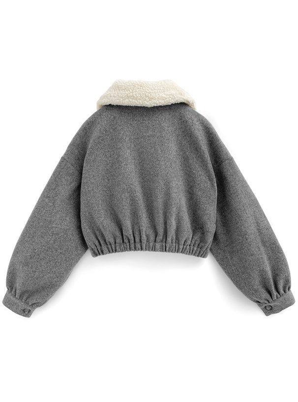 毛毛領大口袋外套