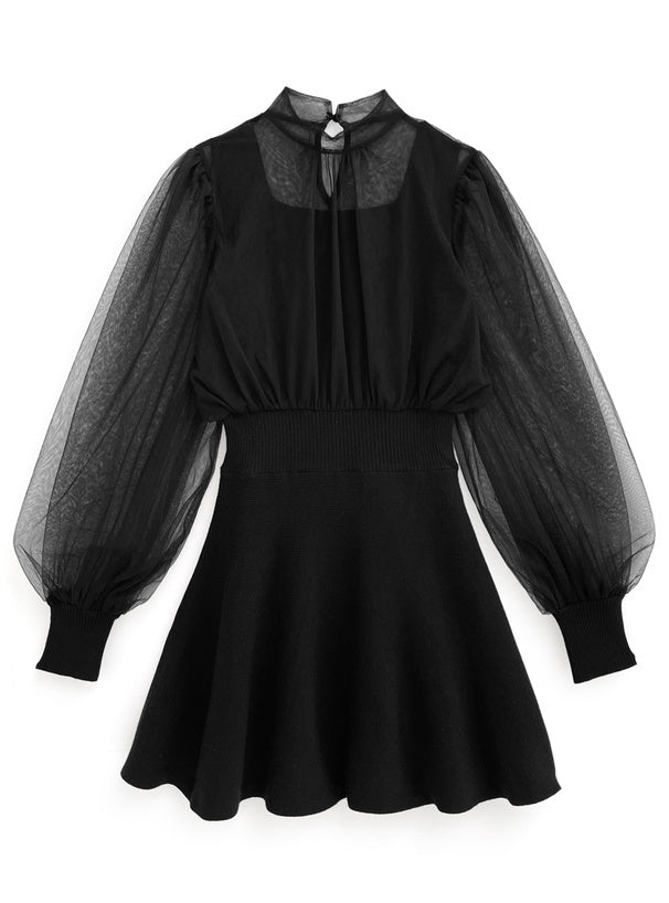 薄紗針織連身裙