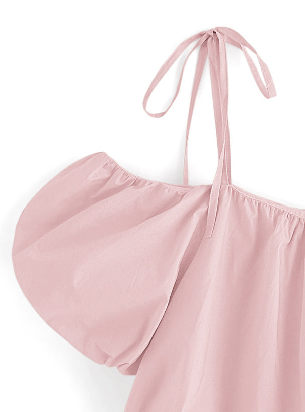 露肩氣球短款襯衫