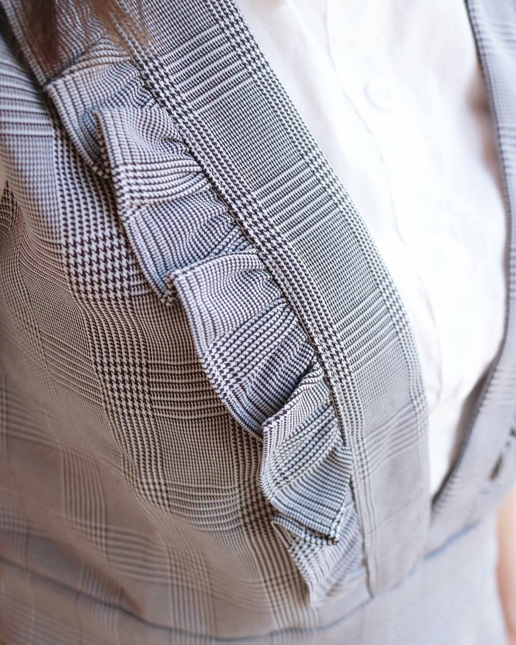 襯衫對接褶邊連衣裙