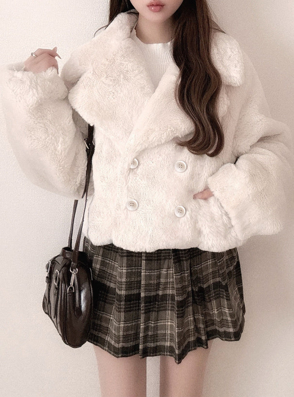 兩色入｜短版毛毛大褸