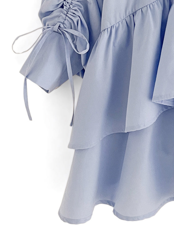 層接式迷你襯衫連衣裙