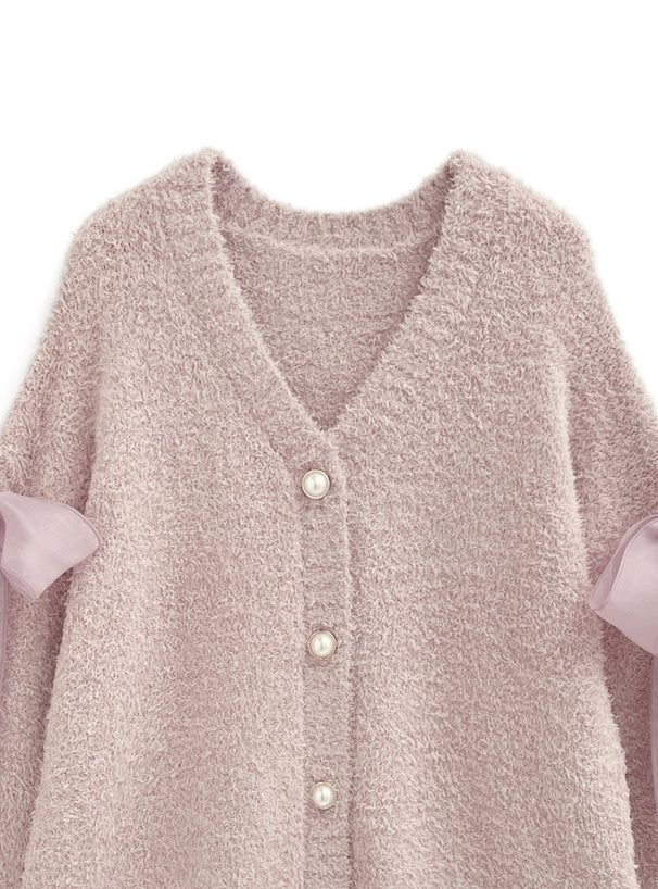 蝴蝶結羽毛開衫