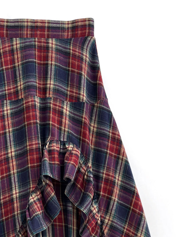 格紋荷葉邊魚尾裙