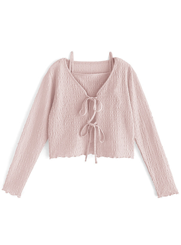 四色入｜蝴蝶結開衫x吊帶