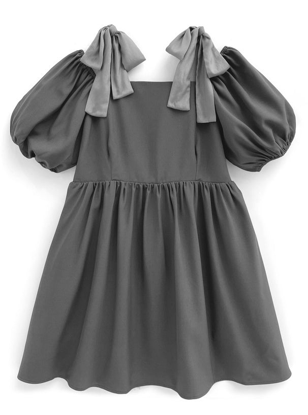 露肩緞帶喇叭裙