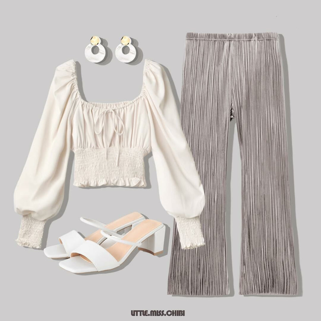 五色入 | 絲絨褶直筒褲