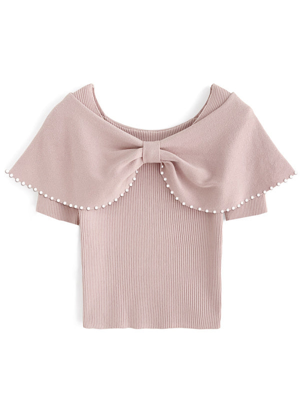 珍珠絲帶針織上衣