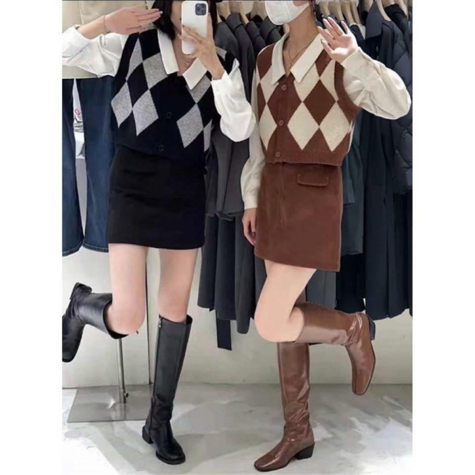 假兩件菱格裇衫