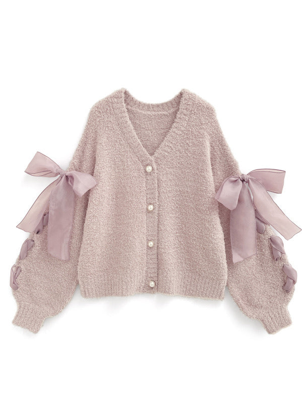 蝴蝶結羽毛開衫