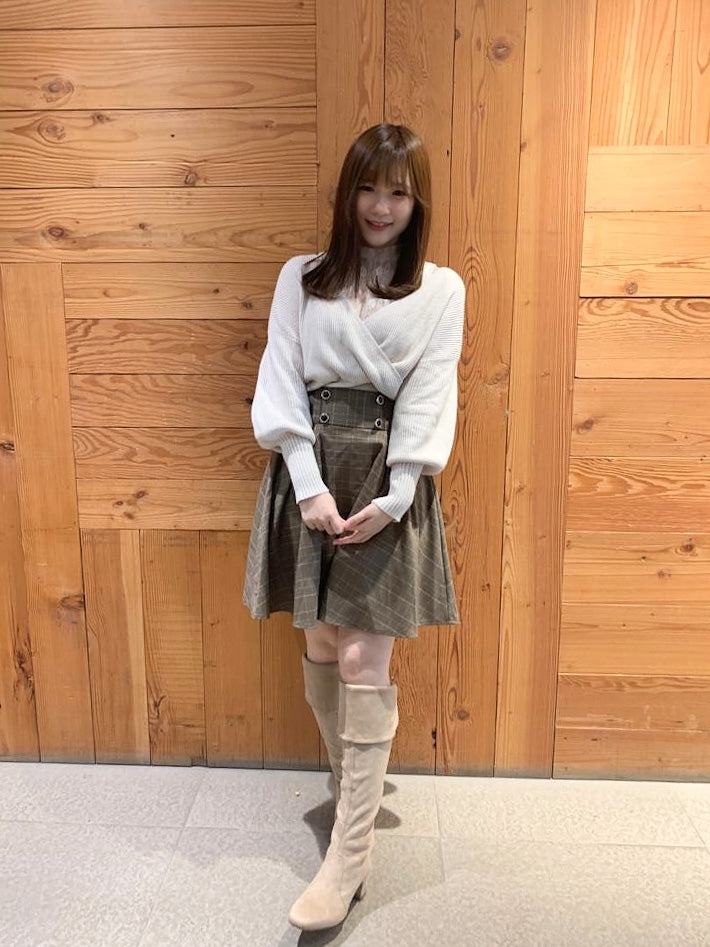 2way蕾絲接合針織上衣