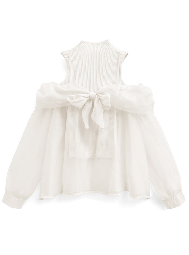 透明絲帶襯衫x針織上衣