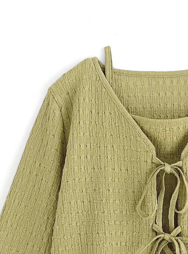 四色入｜蝴蝶結開衫x吊帶