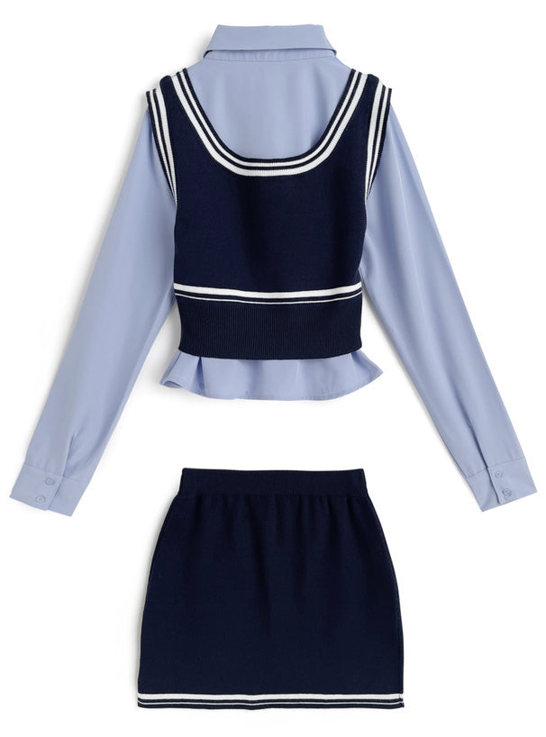 針織背心×緊身裙套裝