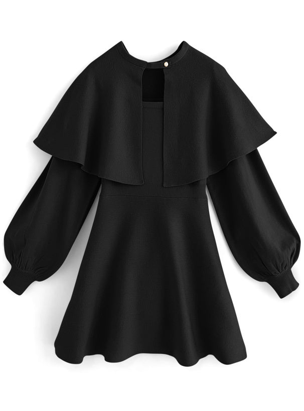 斗篷針織迷你連身裙