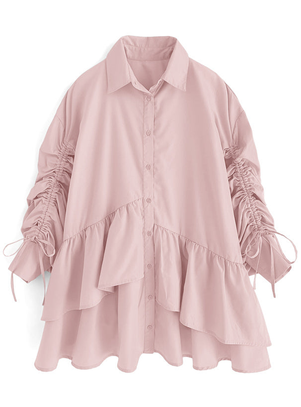 層接式迷你襯衫連衣裙