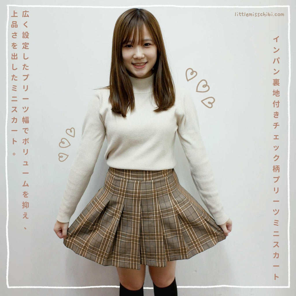 格紋百褶迷你裙