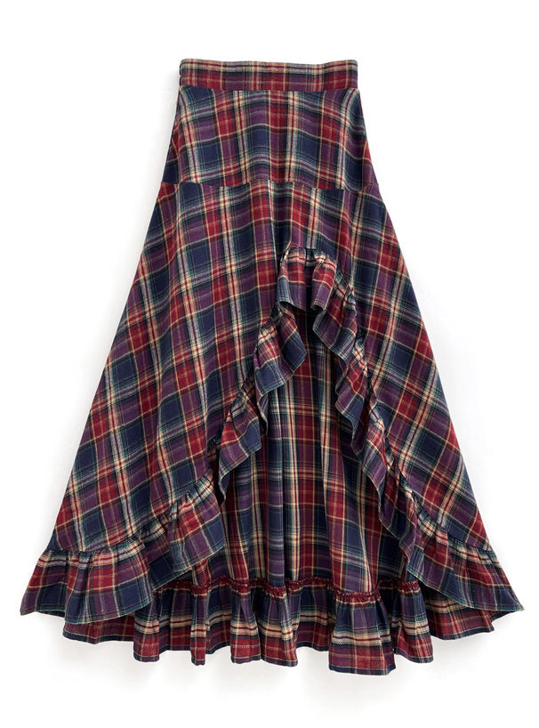 格紋荷葉邊魚尾裙