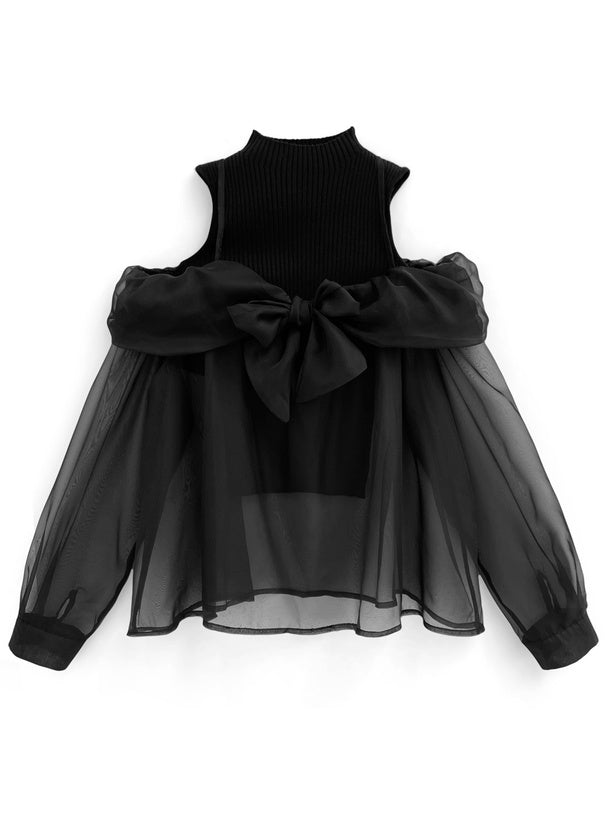 透明絲帶襯衫x針織上衣