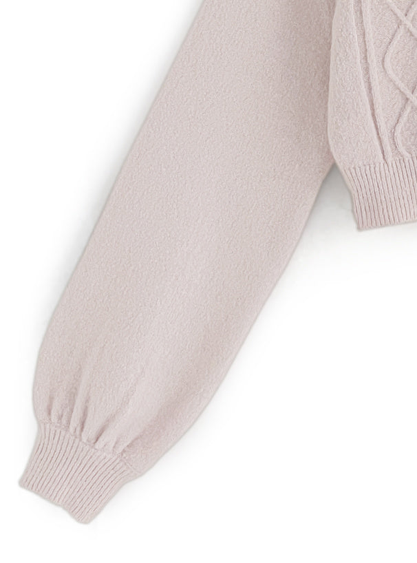 心型開口絞花針織上衣