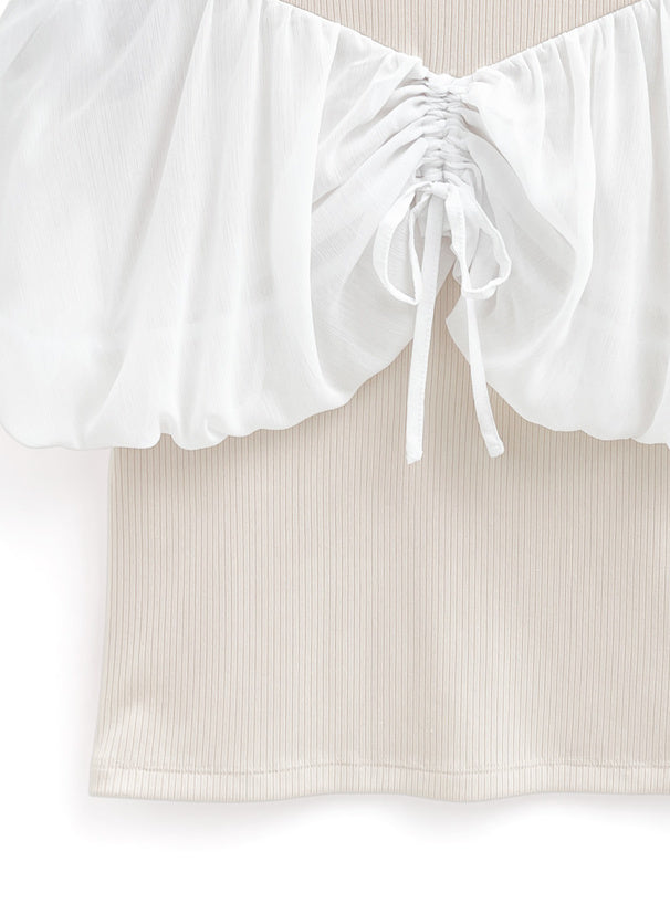 兩色入 | 露肩透明寬袖上衣