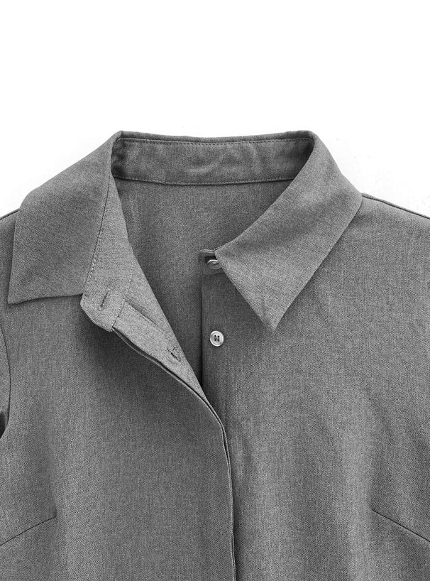 配腰帶百褶連身短裙