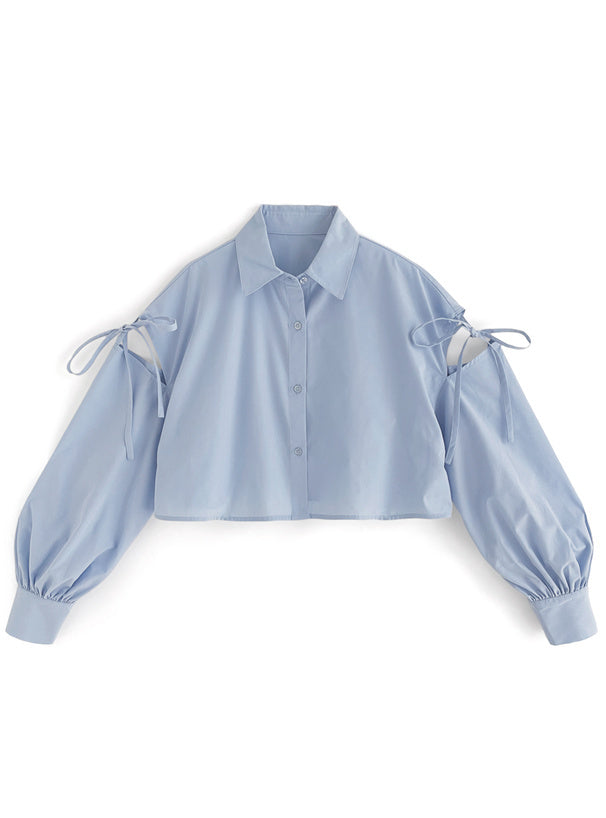 肩部蝴蝶結短襯衫