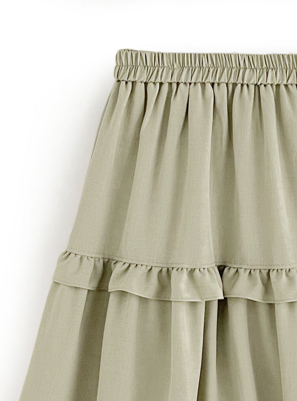 兩色入 | 緞帶短上衣 x 分層荷葉裙套裝