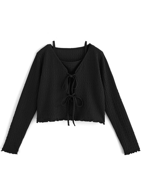 四色入｜蝴蝶結開衫x吊帶