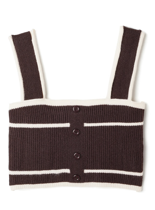 配色針織背心x束袖top