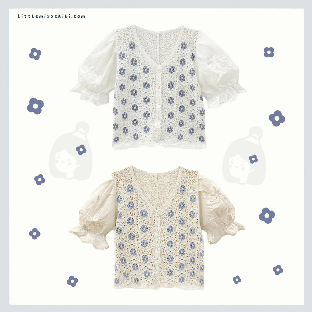 針織縷空花花上衣