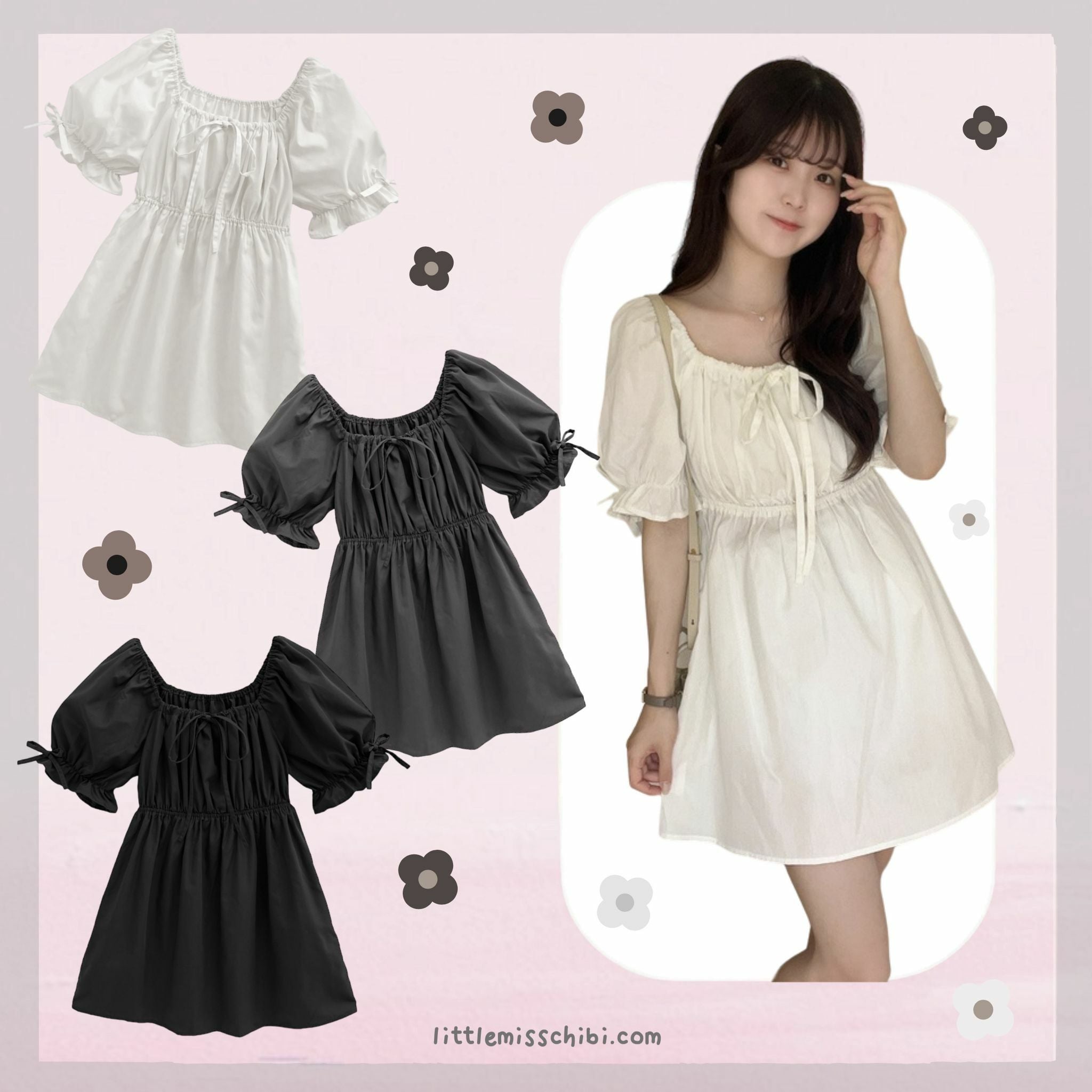 兩著泡泡袖連身裙