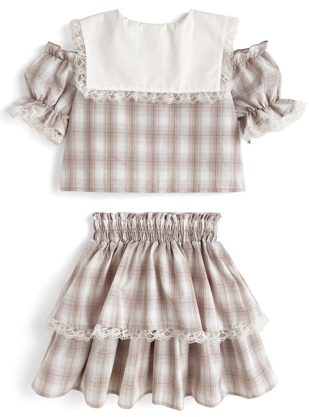 水手服襯衫 x 蛋糕裙套裝