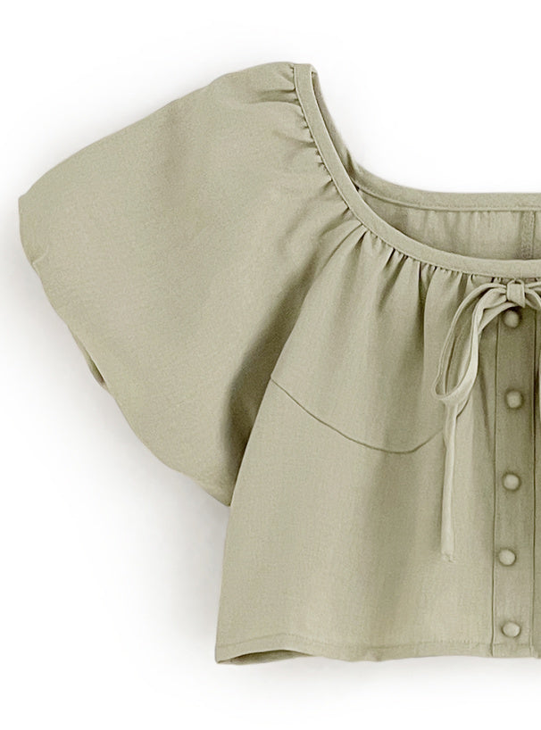 兩色入 | 緞帶短上衣 x 分層荷葉裙套裝