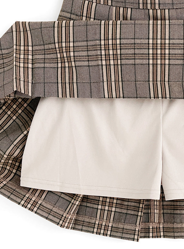 格紋百褶迷你裙