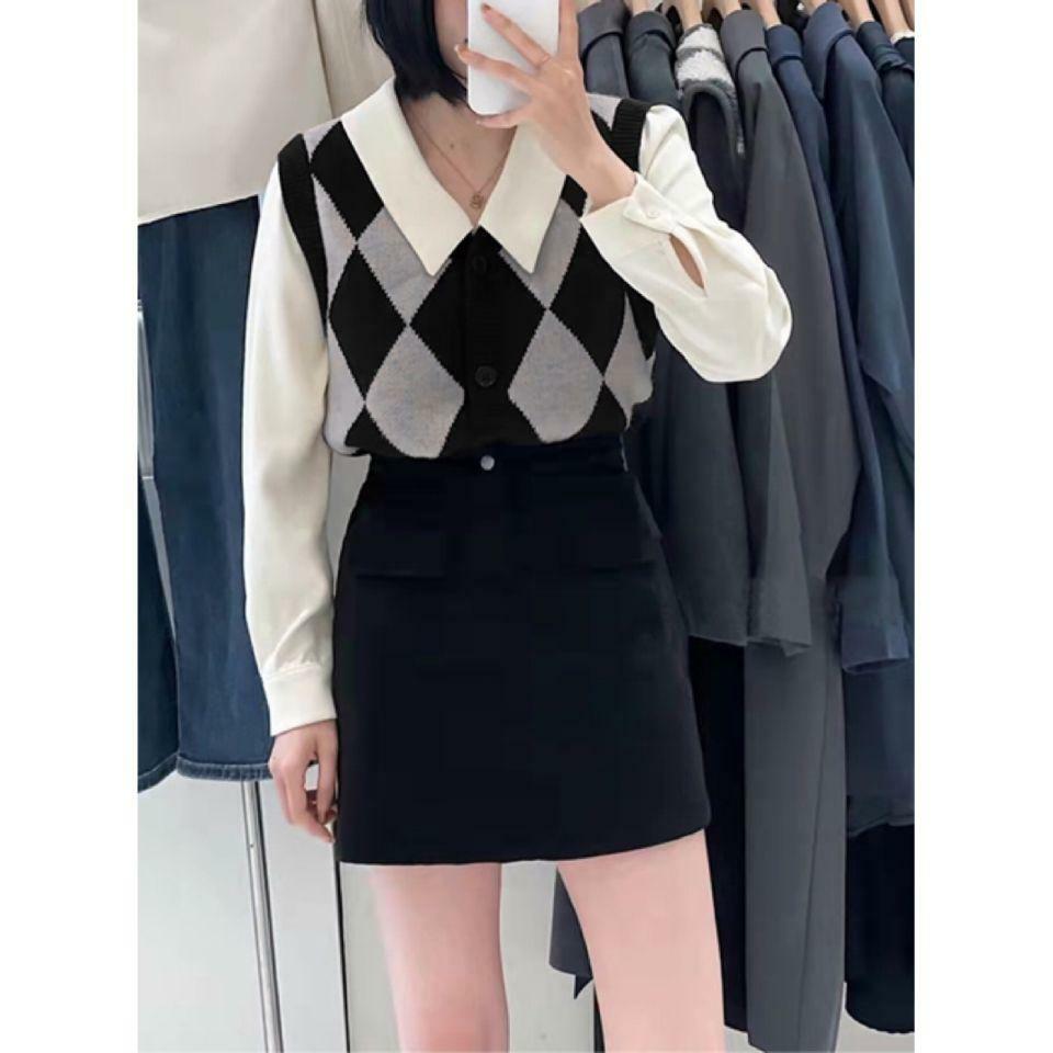 假兩件菱格裇衫