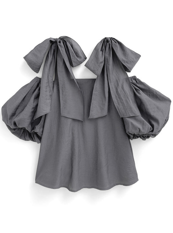 三色入｜露肩綁結上衣