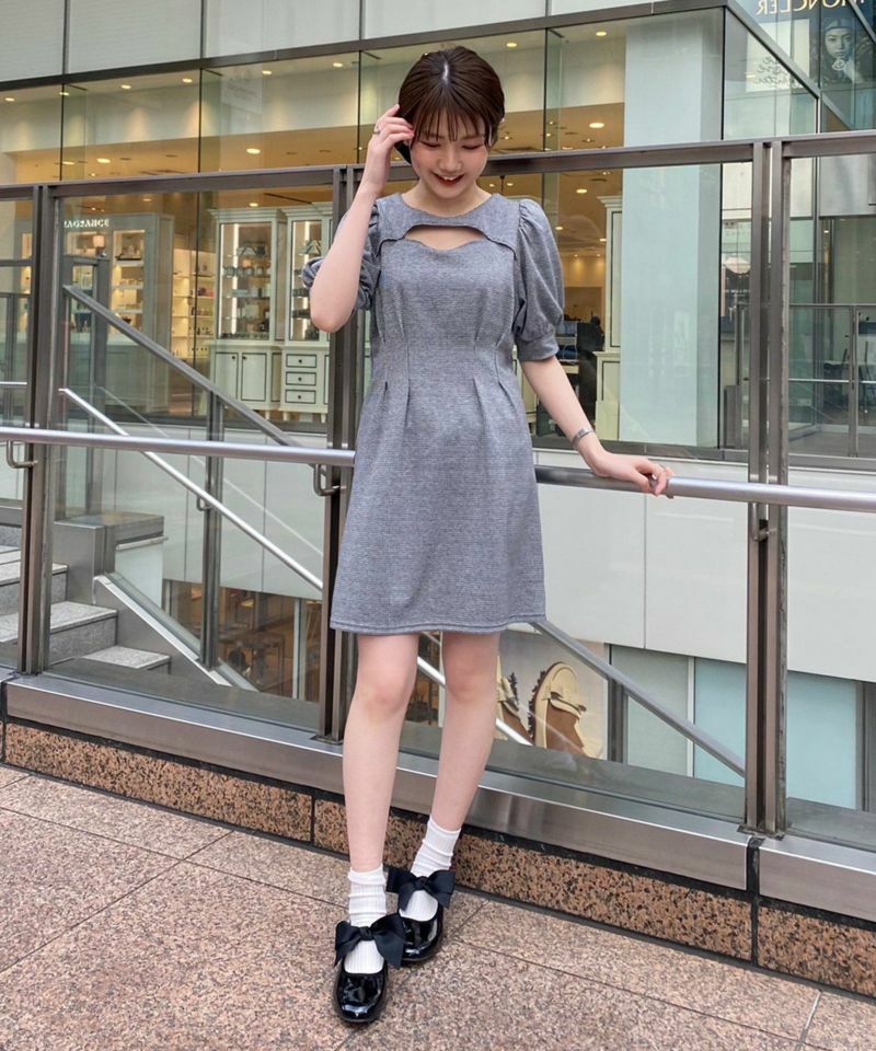 小開胸假兩件連身裙