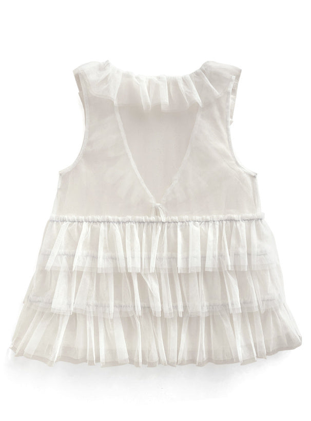 四色入｜薄紗分層荷葉邊背心