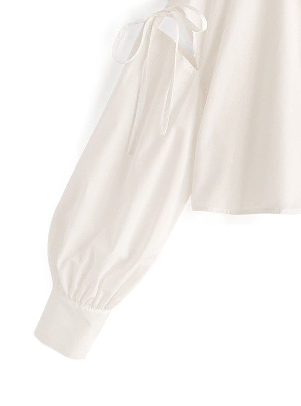 肩部蝴蝶結短襯衫