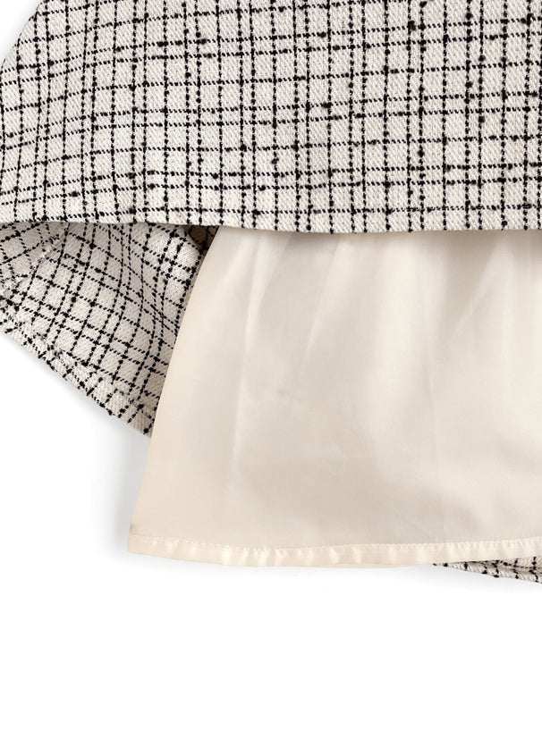 毛呢小格連身裙